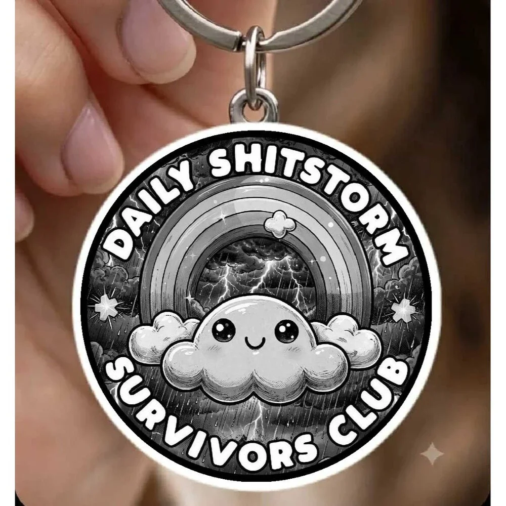 Storm Work Job Career School Surviver Club Stainless Keychain Funny Rainbow Rain